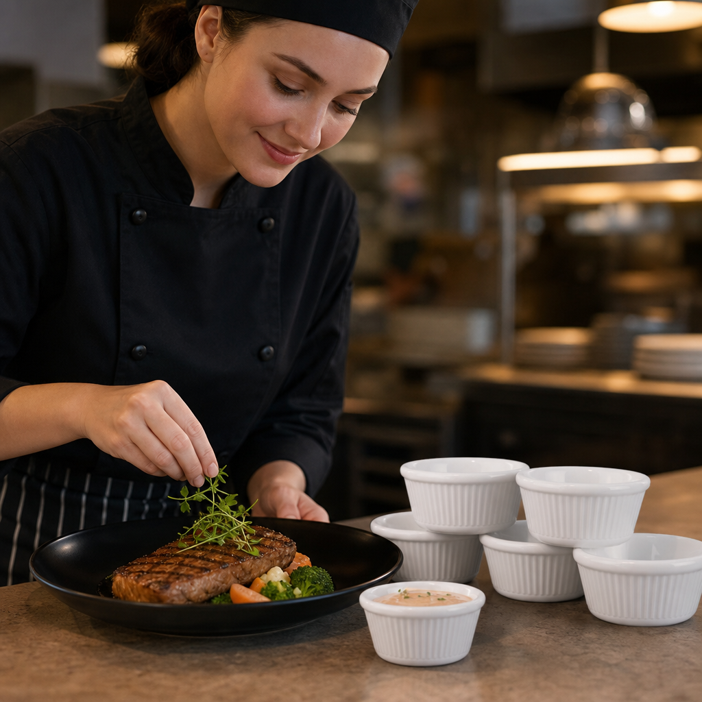 Fluted Ramekins 70mm Melamine for Catering & Hospitality (Pack of 12)