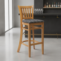 Rubber Wood Bar Chair with Black Padded Seat 1010x410mm for Hospitality Settings