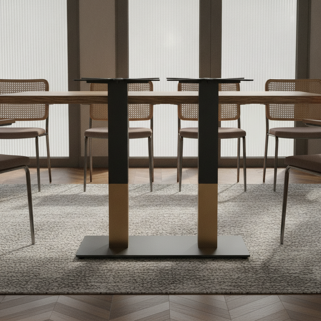 Steel Large Rectangular Dining Table Base Black & Gold 700x400mm for Indoor Use