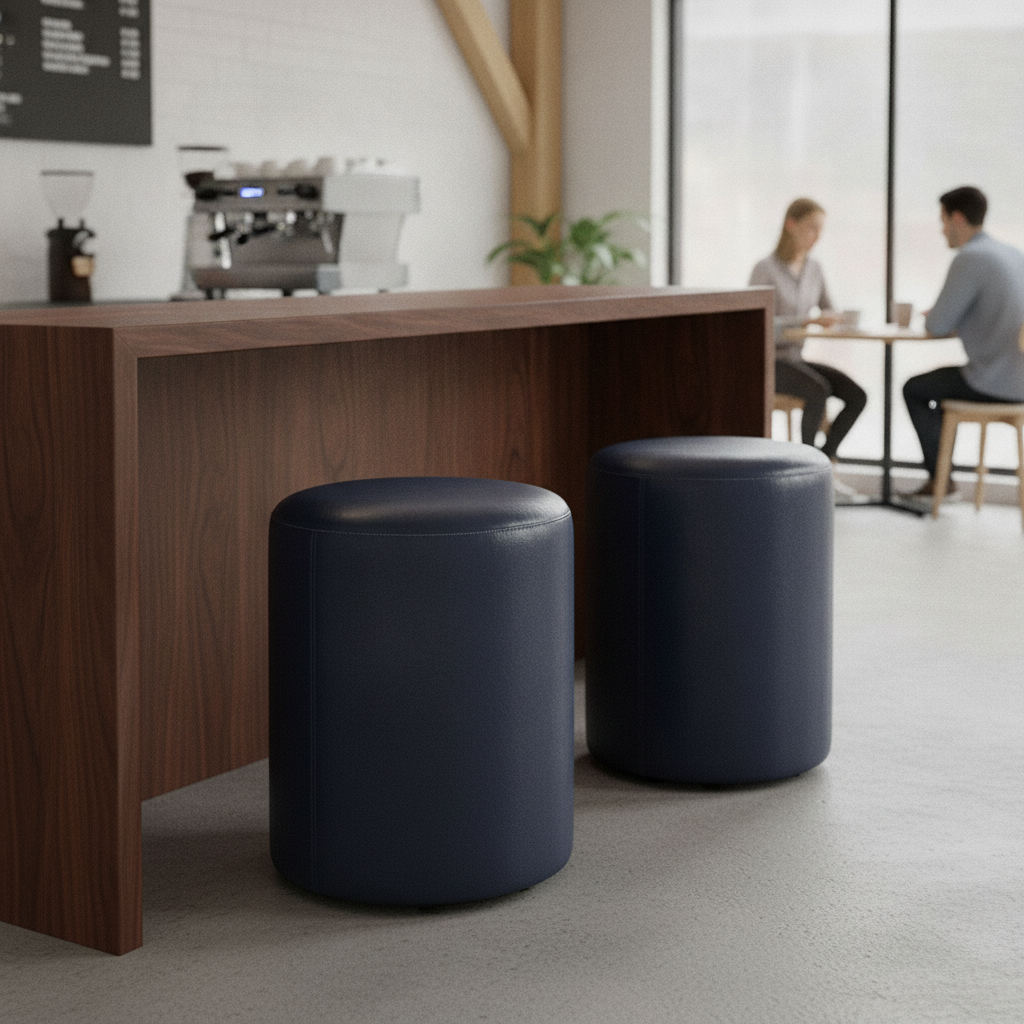 Rubber Wood Cylinder Bar Stools 470x350mm for Cafés & Restaurants (Pack of 2)
