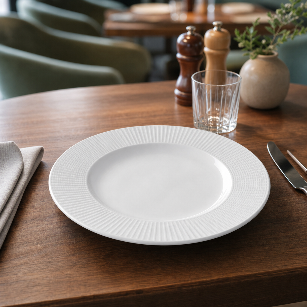 Durable Rim Plates 202.5mm Porcelain for Restaurants & Cafés (Pack of 24)