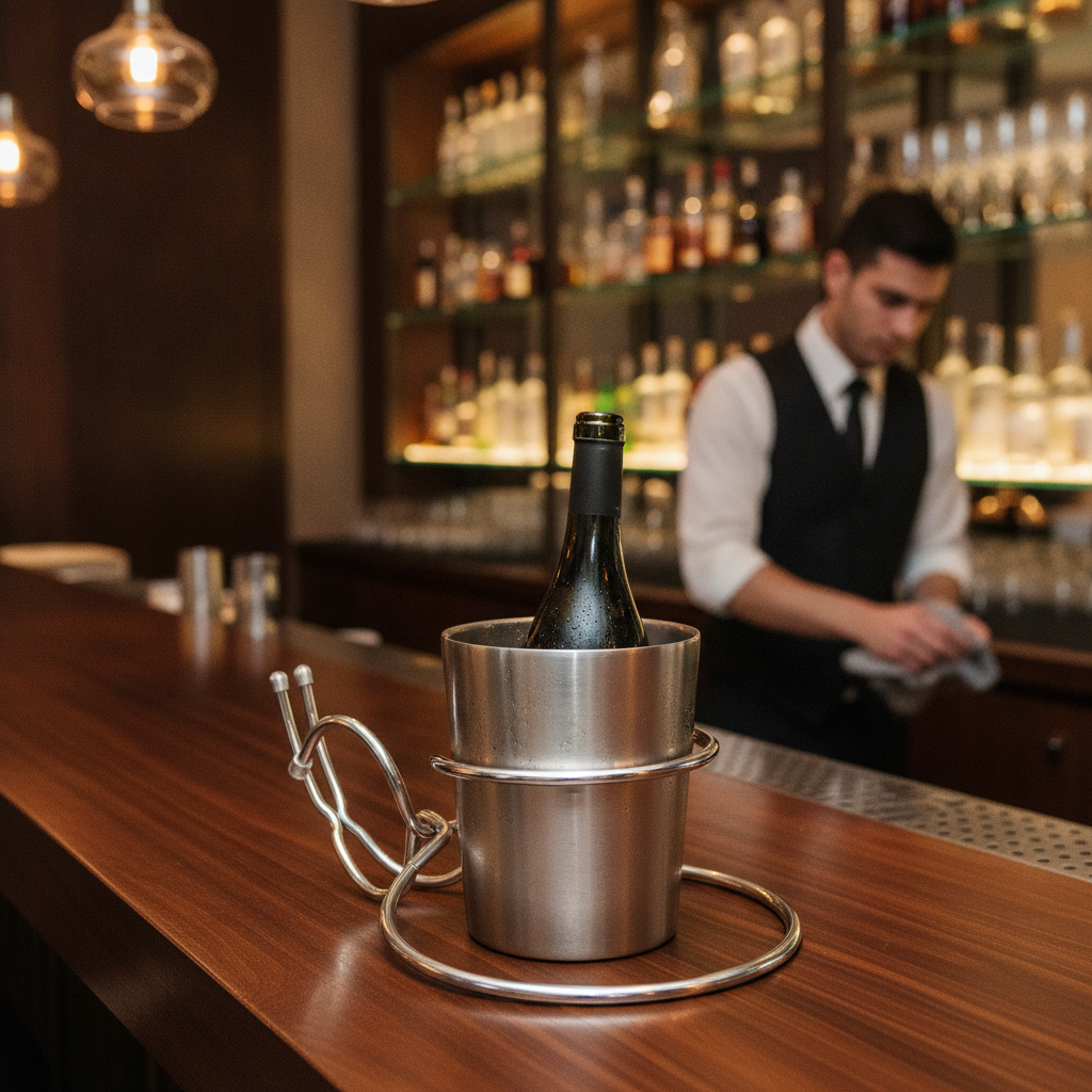 Stainless Steel Mountable Wine Cooler Holder 425mm for Restaurants & Bars
