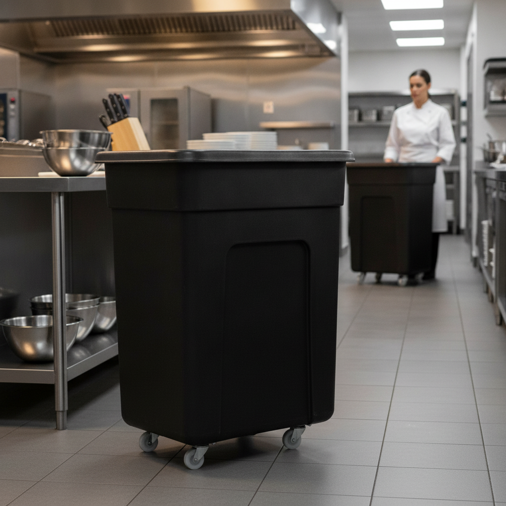 Black Polyethylene Trolley 130L for Hospitality Use