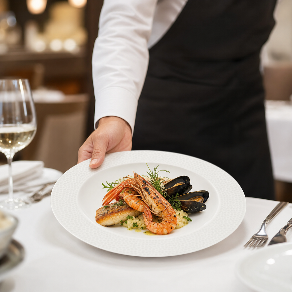 Plates 210mm White Vitrified Ceramic for Serving Seafood Dishes (Pack of 12)