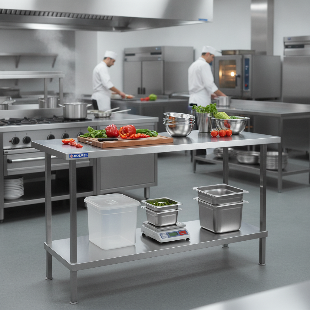 304 Stainless Steel Centre Table 900mm for Food Preparation