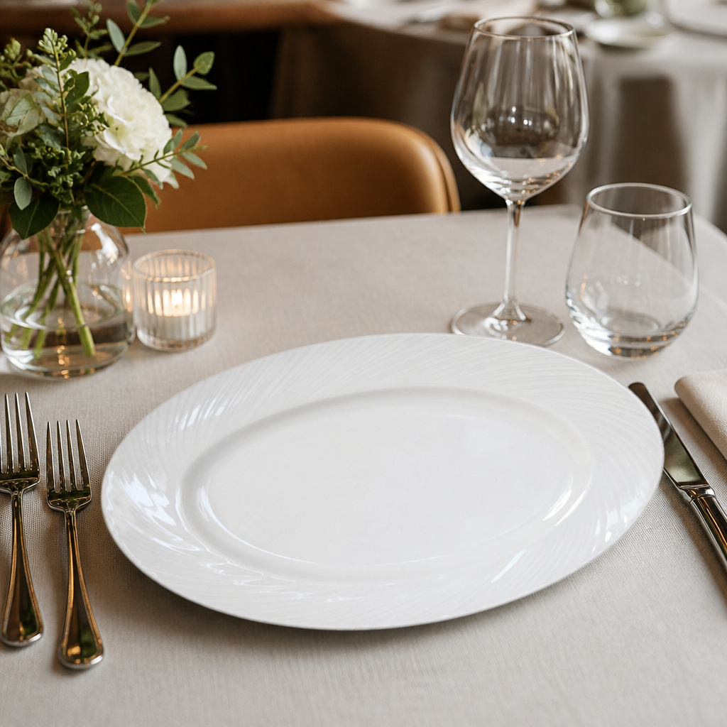 Oval Plates 280mm Porcelain for Fine Dining (Pack of 12)