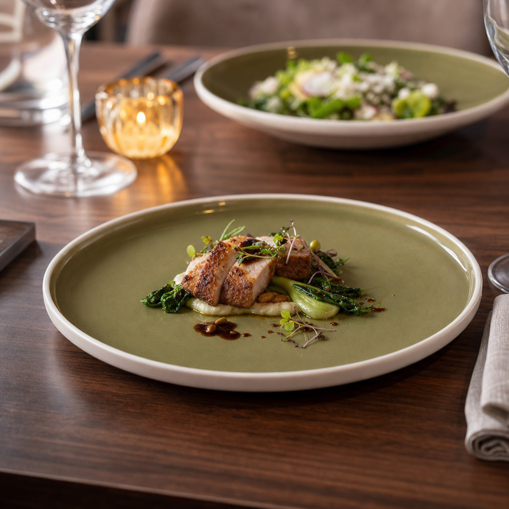 Olive Stack Plates 202.5mm Vitrified Ceramic for Casual Dining (Pack of 12)