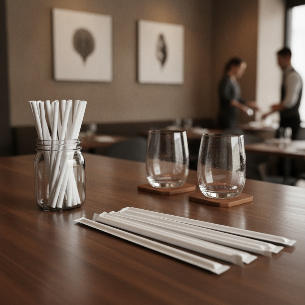 Compostable Paper Straws 210mm for Eco-Friendly Drinks (Pack of 250)