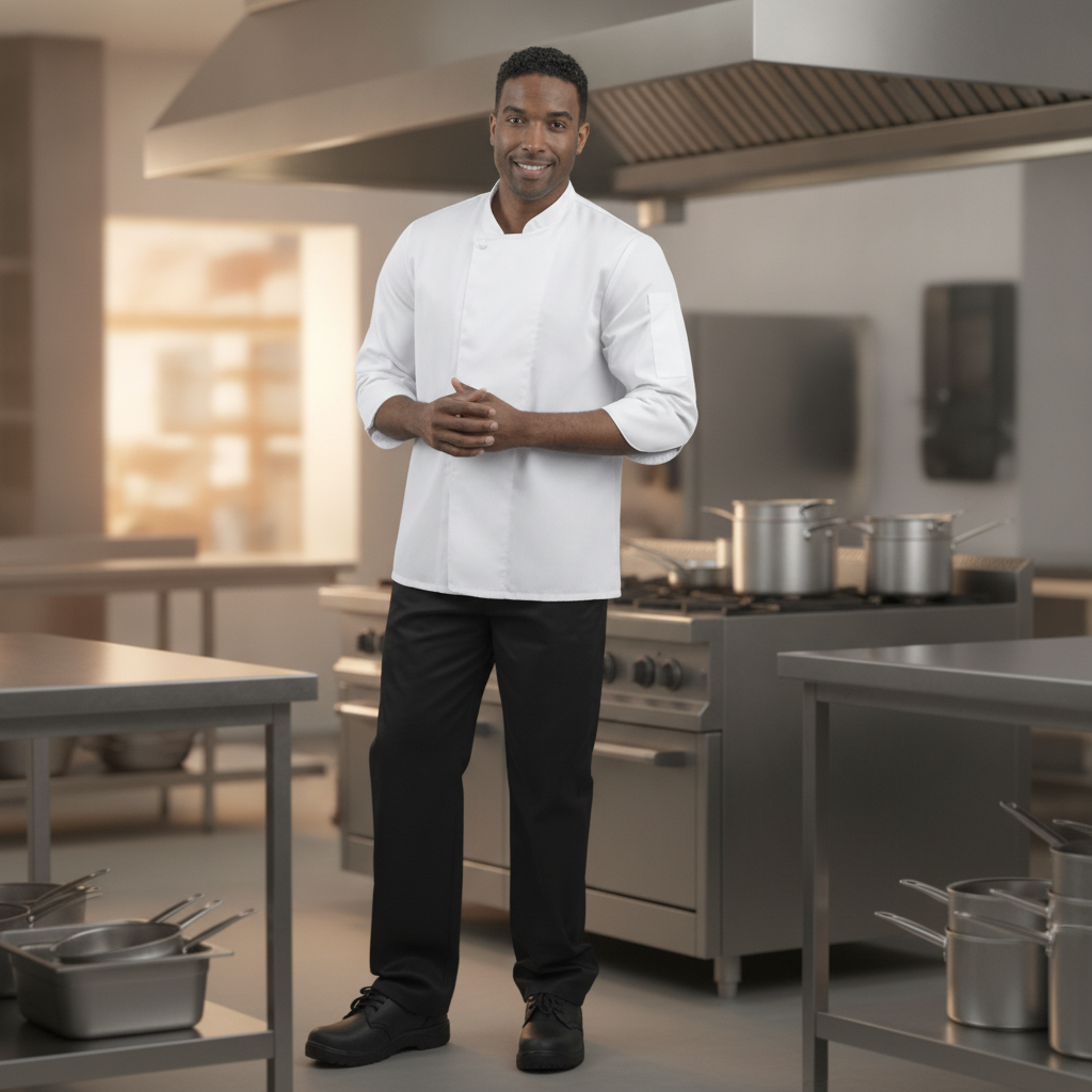 Polycotton White Chef Jacket for Commercial Kitchens