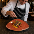 Round Spiced Plate 315mm Orange Vitrified Ceramic for Creative Food Presentation (Pack of 6)