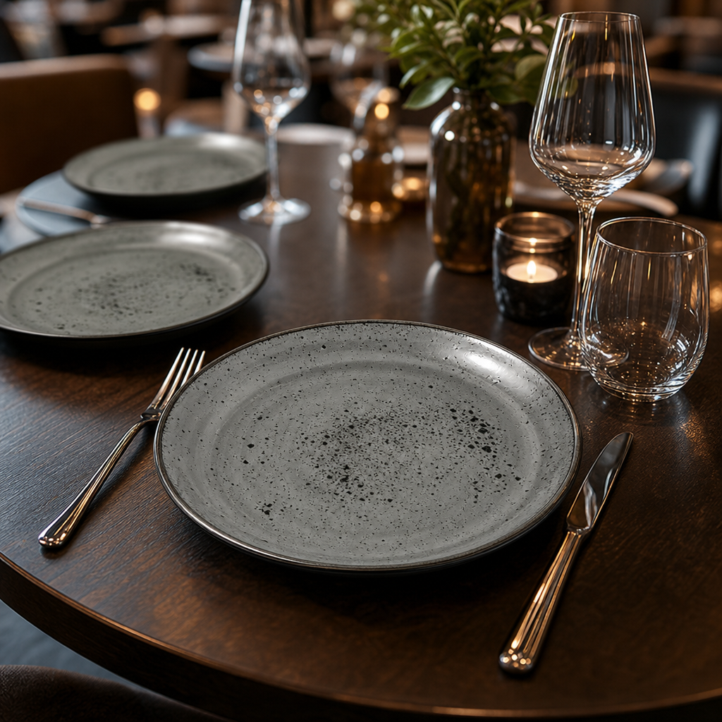 Coupe Plates 203mm Smoke Grey Porcelain for Elegant Dining (Pack of 12)