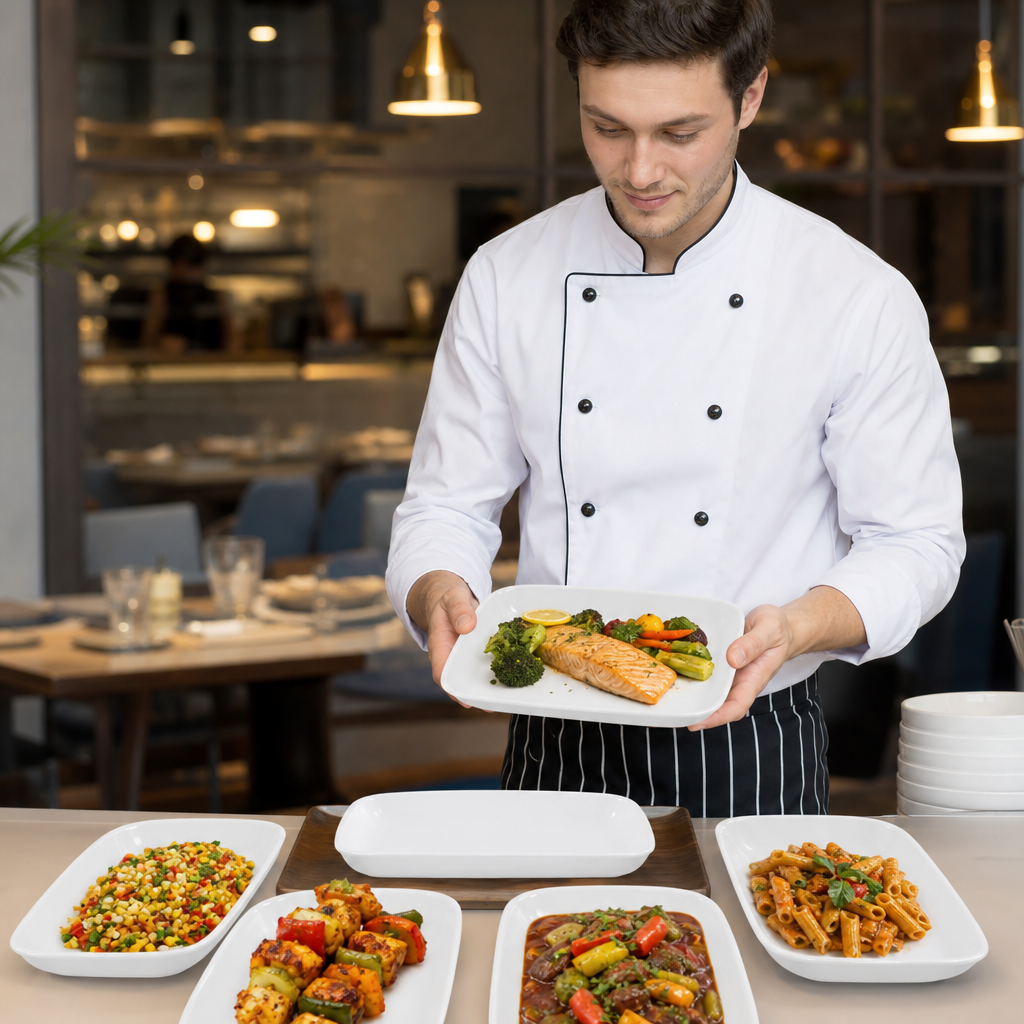 Deep Trays 260x180mm Vitrified Ceramic for Catering (Pack of 6)
