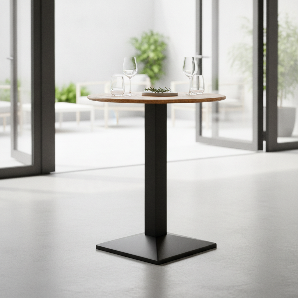Planked Oak Round Poseur Table 600mm for Indoor & Outdoor Dining