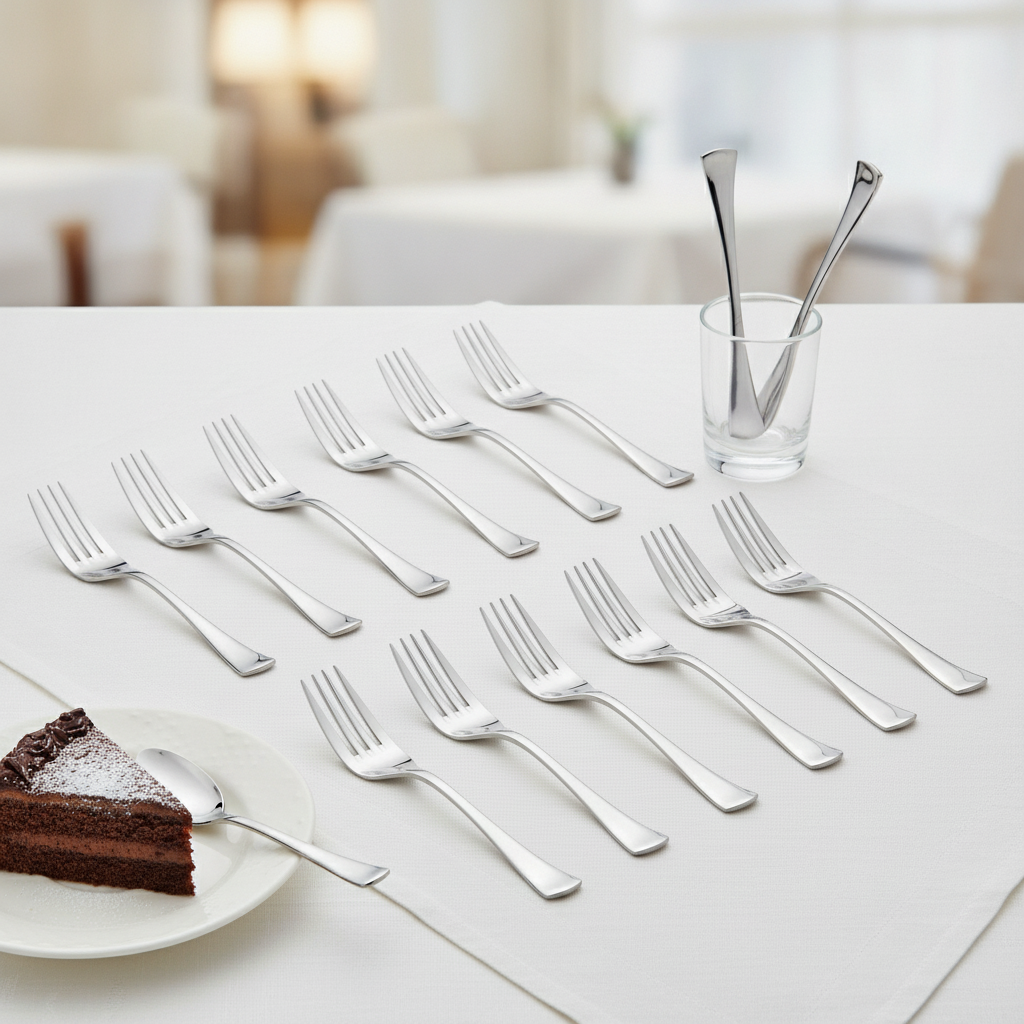 18/10 Stainless Steel Cake Fork for Elegant Dining (Pack of 12)