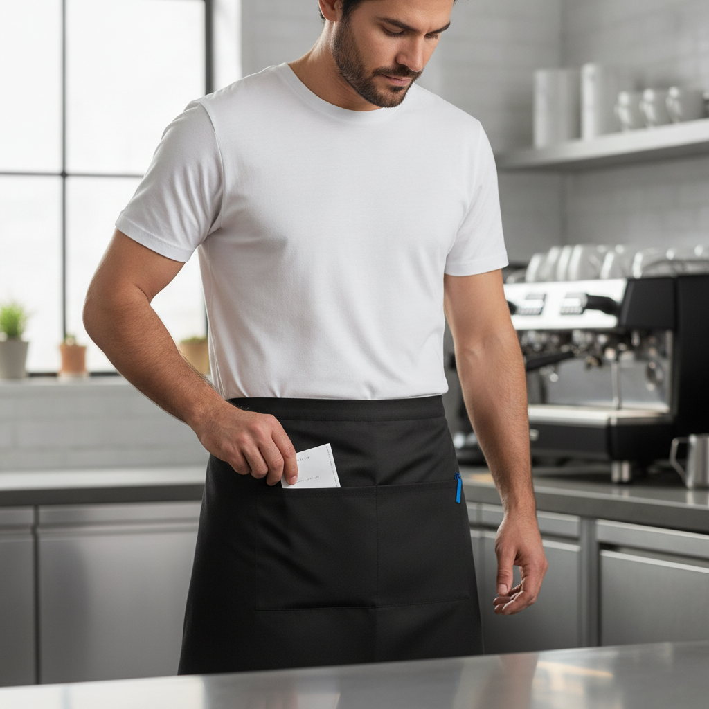 Polycotton Black Money Pocket Aprons for Busy Hospitality (Pack of 10)