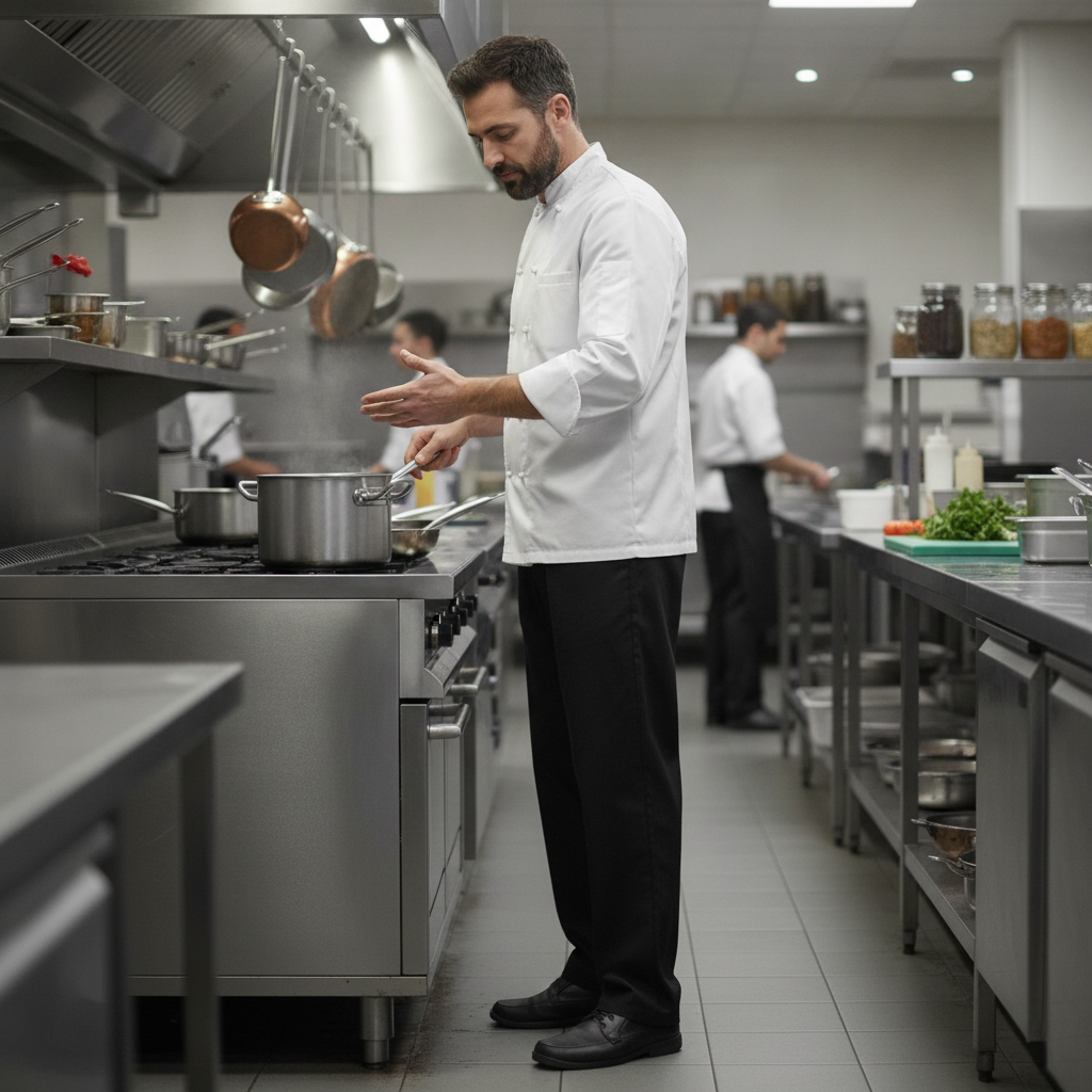 Black Polycotton Baggy Chefs Trousers for Commercial Use