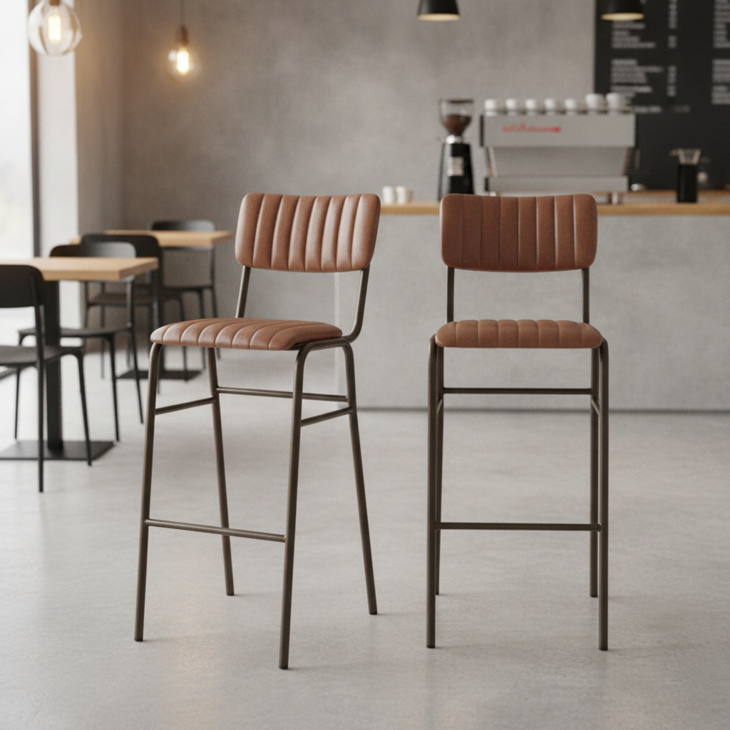 Metal Vintage Tan Stacking Bar Stool 1100mm for Restaurants & Cafés (Pack of 2)