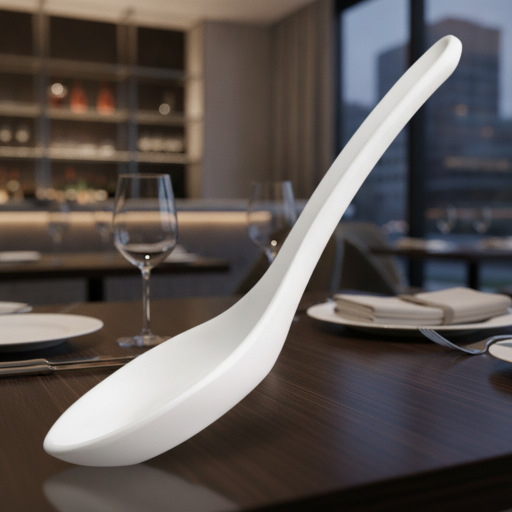 Melamine White Soup Spoon 1345mm for Catering Events
