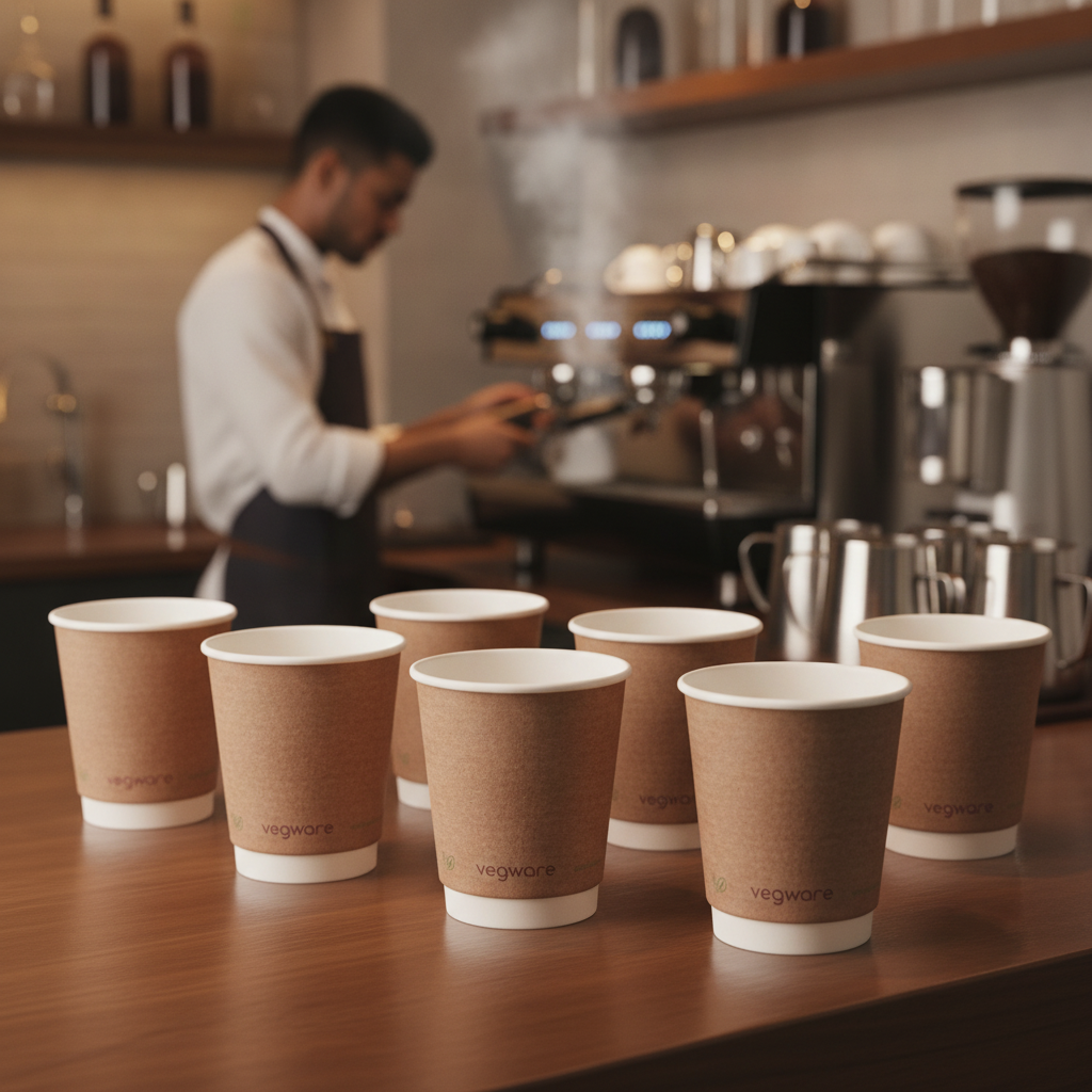 PLA & Paper Double Wall Coffee Cups 230ml for Hot Drinks Service (Pack of 500)