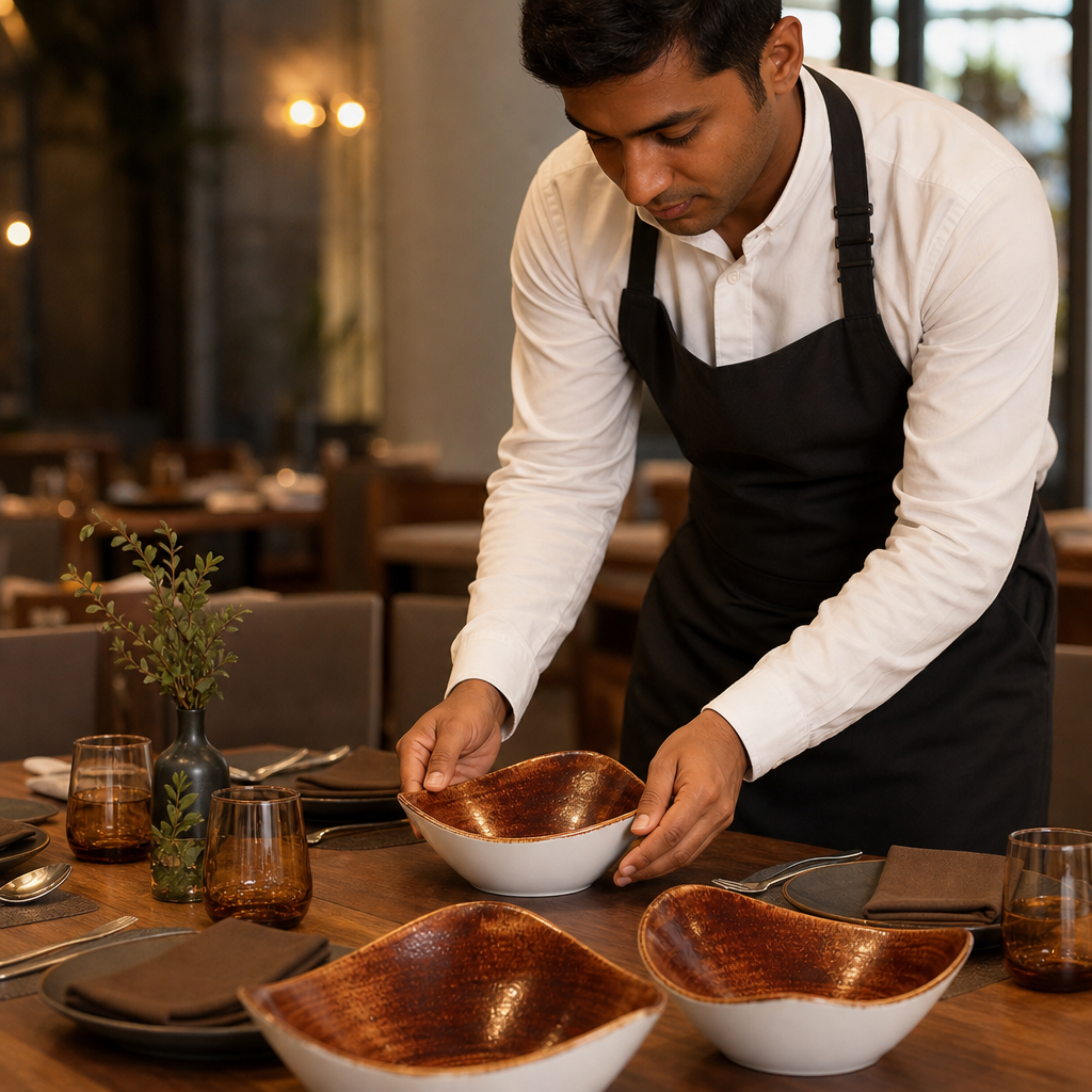 Bowls Vintage Copper Porcelain for Dining (Pack of 12)