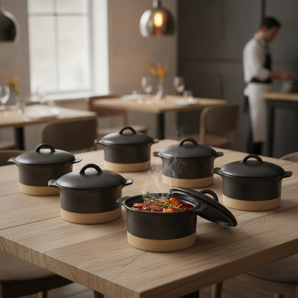 Stoneware Black Cocotte 530ml for Home-Cooked Meals (Pack of 6)