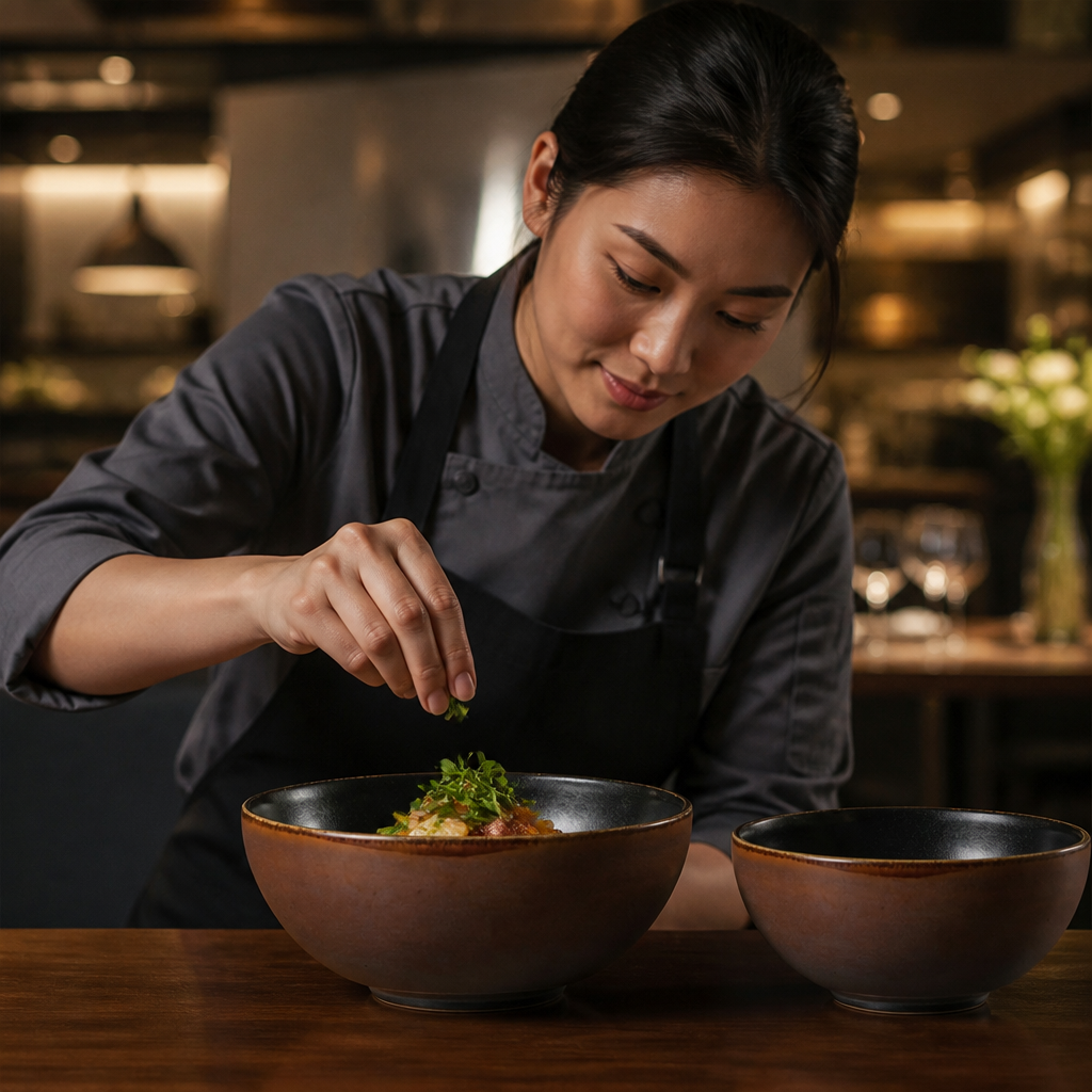 Porcelain Deep Bowls in Siena Brown for Casual Dining