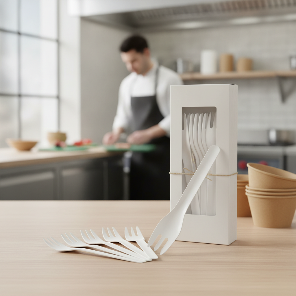 Paper Forks 155mm for Eco-Friendly Catering (Pack of 100)