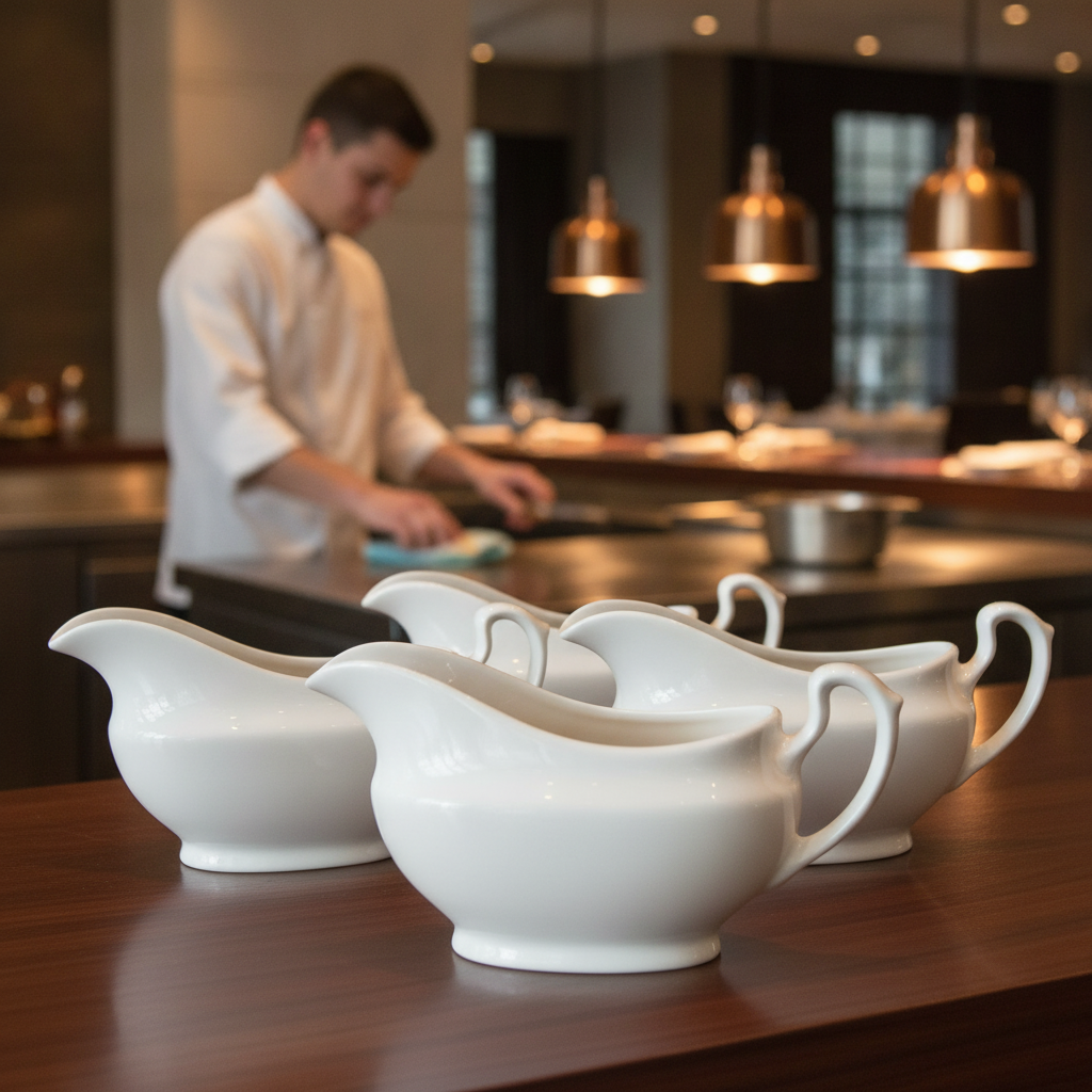 Ceramic Gravy Boat 362ml for Professional Service (Pack of 4)
