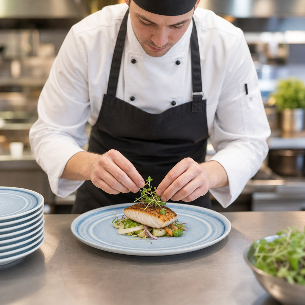 Ice Flat Round Plates 180mm Blue Porcelain for Restaurants & Cafés (Pack of 6)