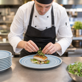 Ice Flat Round Plates 180mm Blue Porcelain for Restaurants & Cafés (Pack of 6)