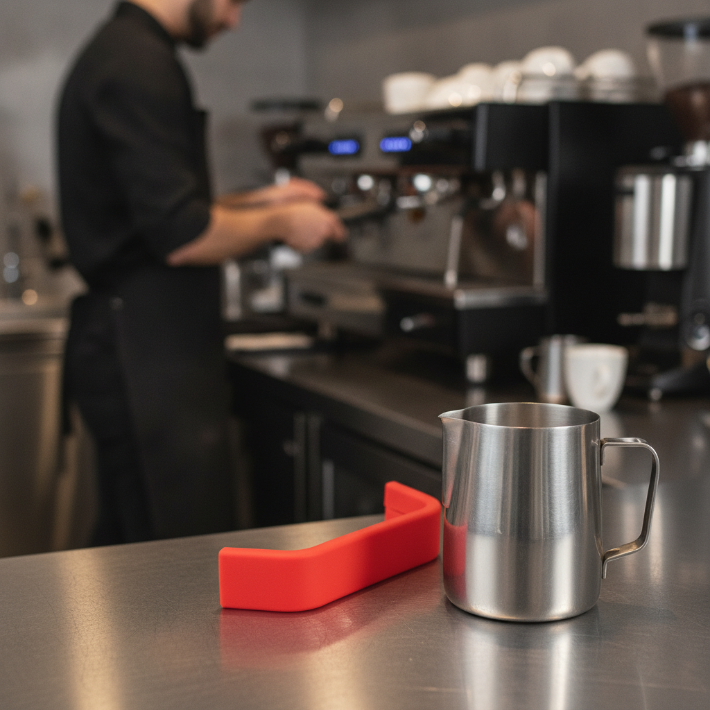 Silicone Red Handle Sleeve for 1L Jug for Coffee Shops