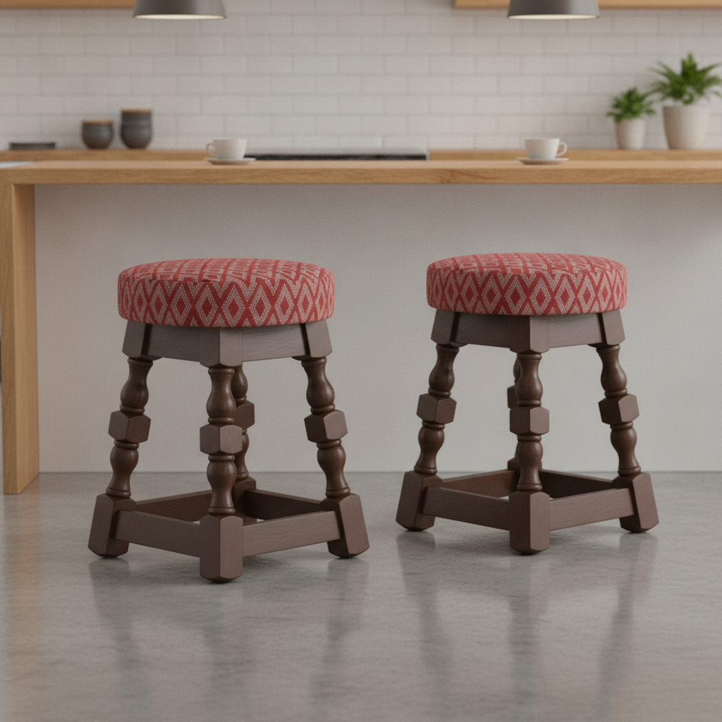 Rubber Wood Low Bar Stools 500x345mm for Casual Dining (Pack of 2)