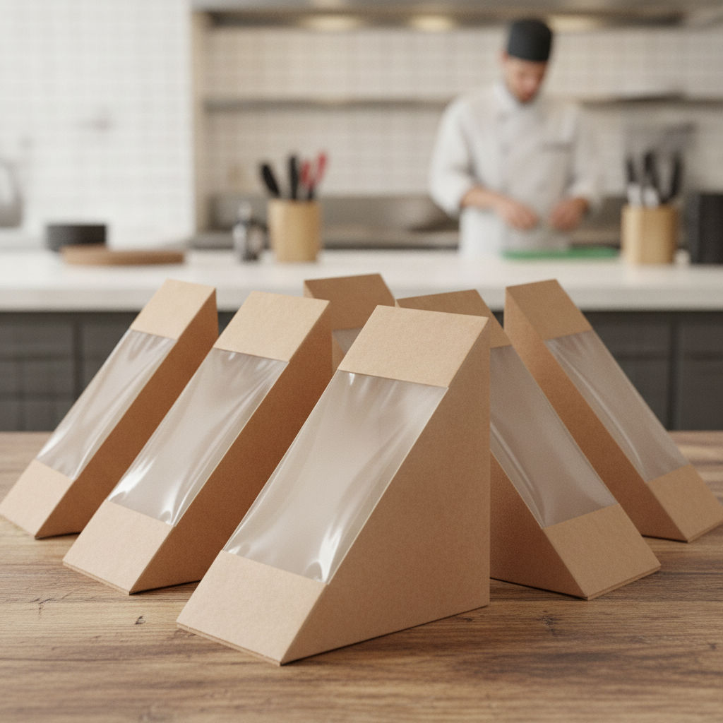 PLA & Paper Front-Loading Sandwich Wedges for Food Presentation (Pack of 500)