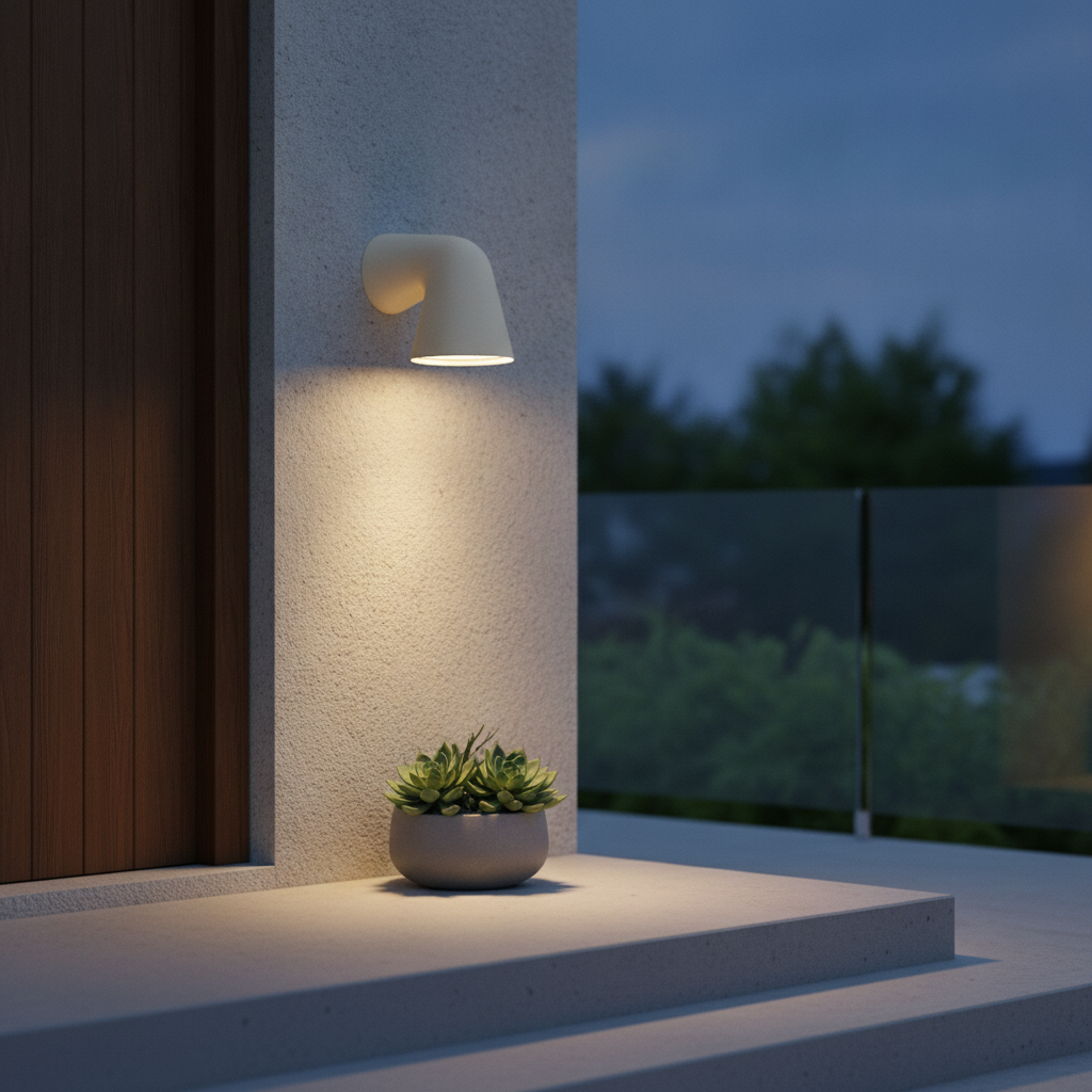 Aluminium Outdoor Wall Light in Beige for Entryways & Patios