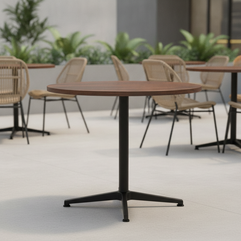 Walnut Round Laminate Table Top 600mm for Indoor & Outdoor Dining
