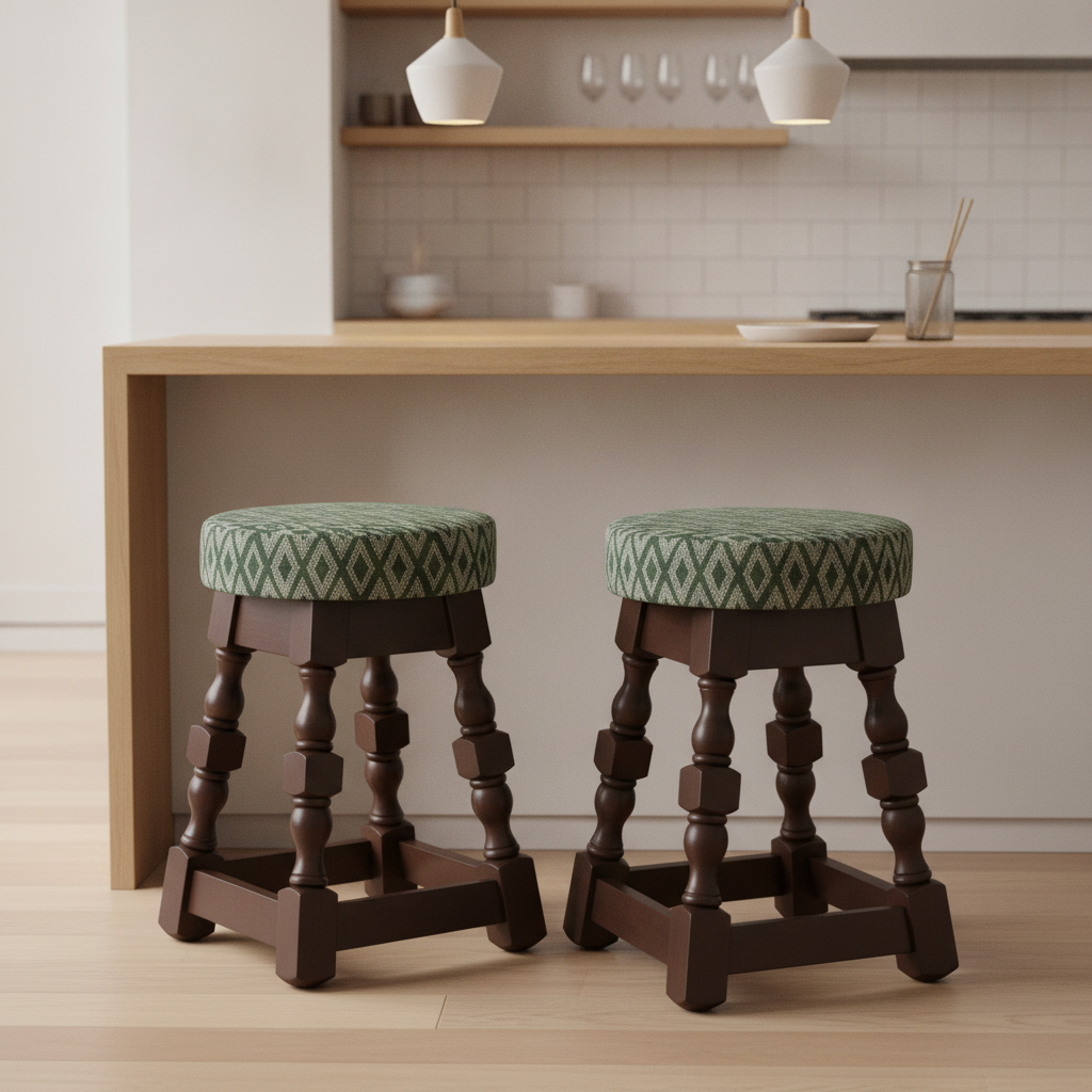 Rubber Wood Low Bar Stools 500x345mm for Casual Dining (Pack of 2)