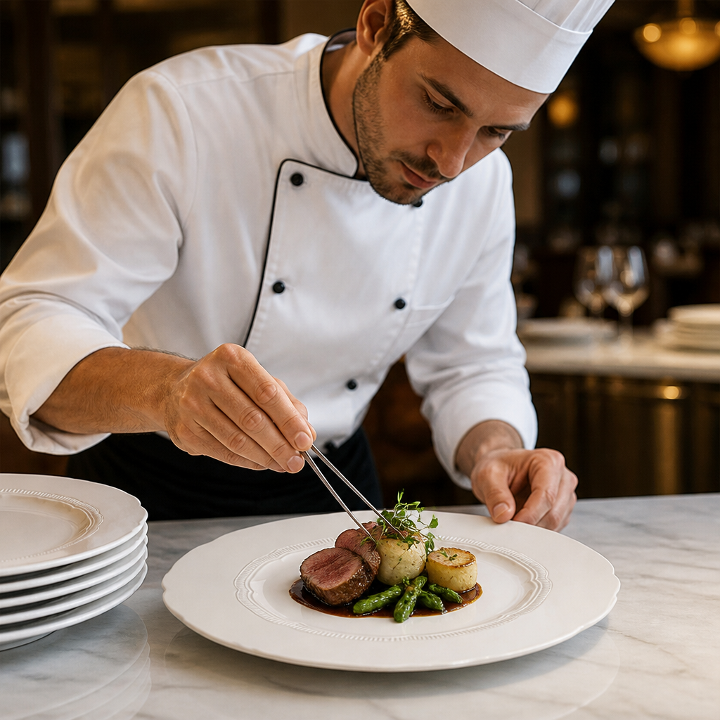 Rimmed Chef's Plates 290mm Porcelain for Hospitality Use (Pack of 6)