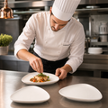 Triangular Chef's Plates 200mm White Vitrified Ceramic for Professional Catering (Pack of 12)