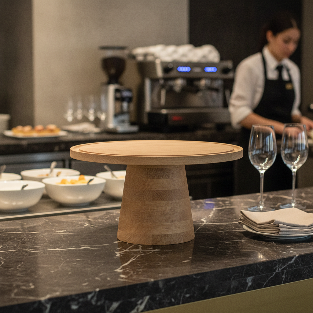 Oiled Oak Wooden Cake Stand 320mm for Buffets & Events