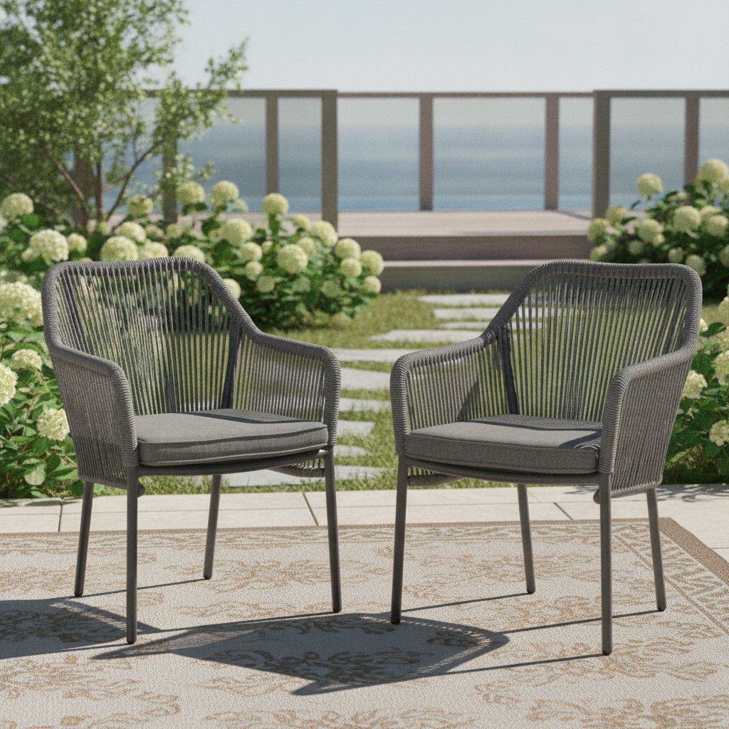 PE Rattan Outdoor Armchair with Cushions 805mm for Indoor & Outdoor Use (Pack of 2)