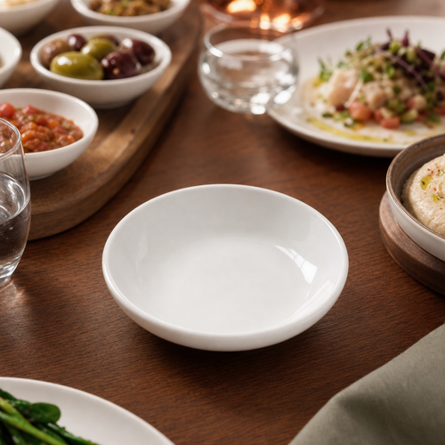 Bamboo Inspired Porcelain Shallow Bowls 130mm for Serving Tapas & Sides