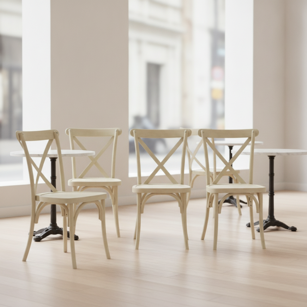 Polypropylene Brown Cross-Back Chairs 895x492mm for Cafés & Bistros (Pack of 4)