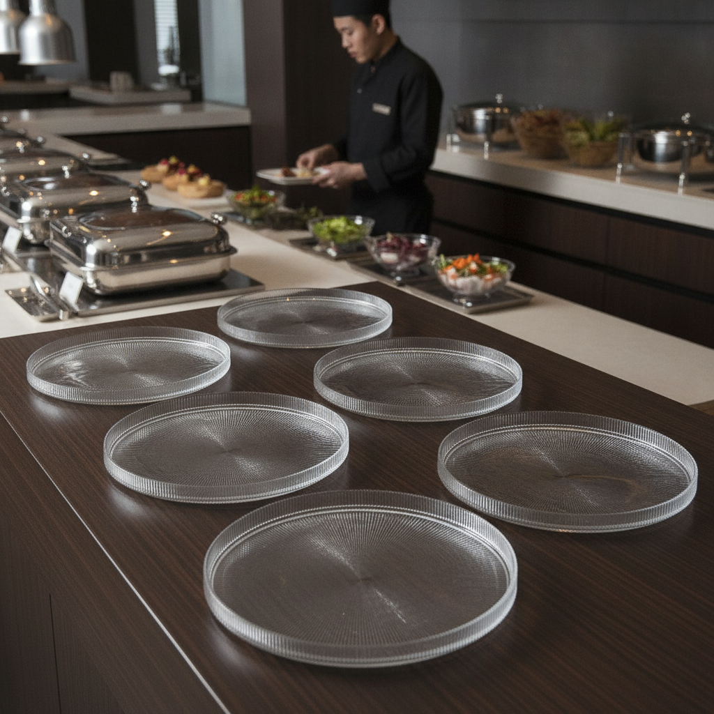 Glass Plates 230mm for Buffet Displays (Pack of 6)