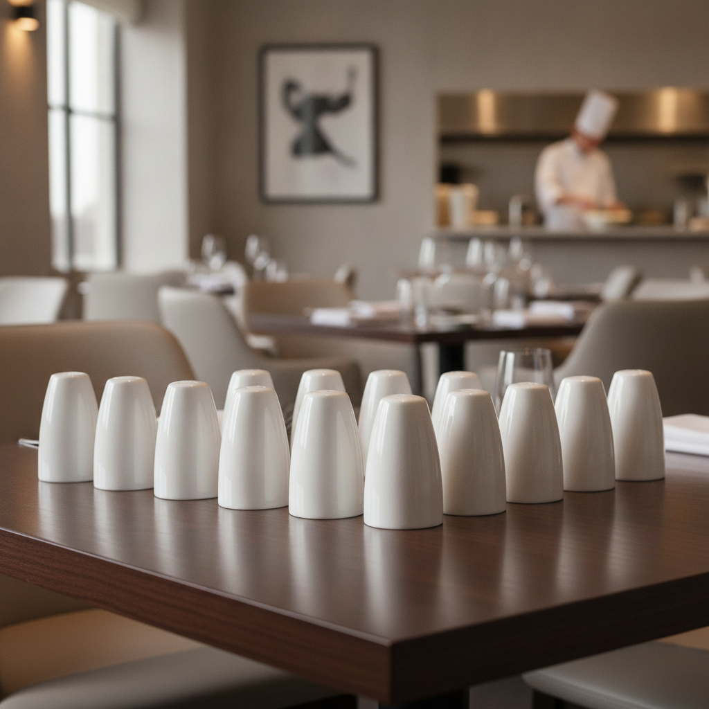 Super Vitrified Ceramic White Pepper Shakers 70mm for Restaurants (Pack of 12)