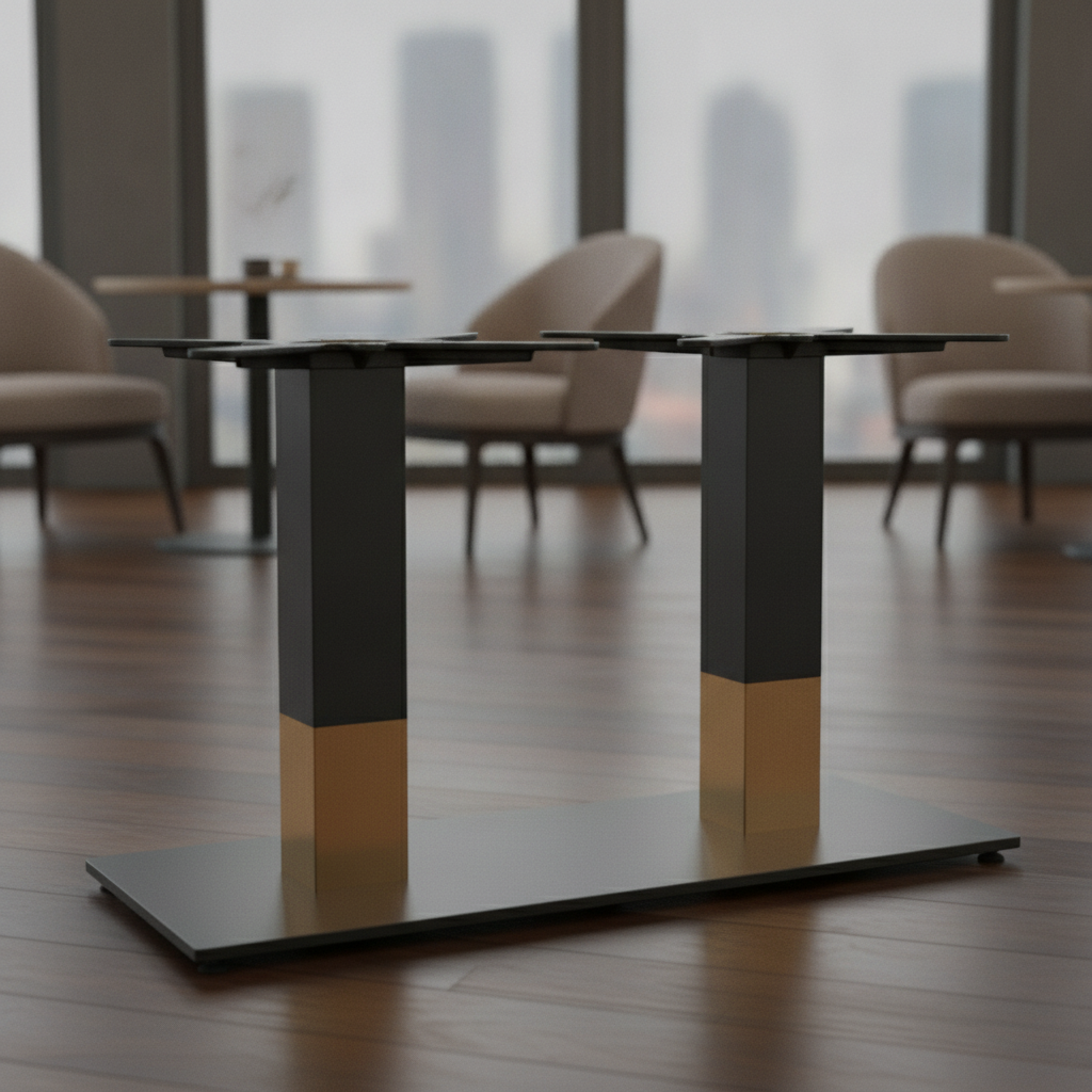 Steel Coffee Table Base with Gold Collar 700x400mm for Indoor Use
