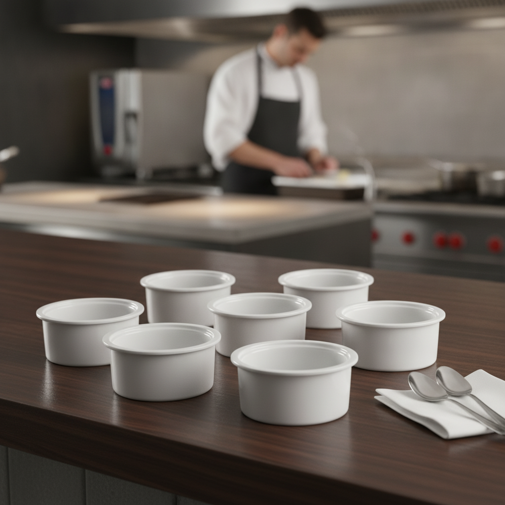 Super Vitrified Fine China Smooth Sided Ramekins 80ml for Restaurants & Cafés (Pack of 6)
