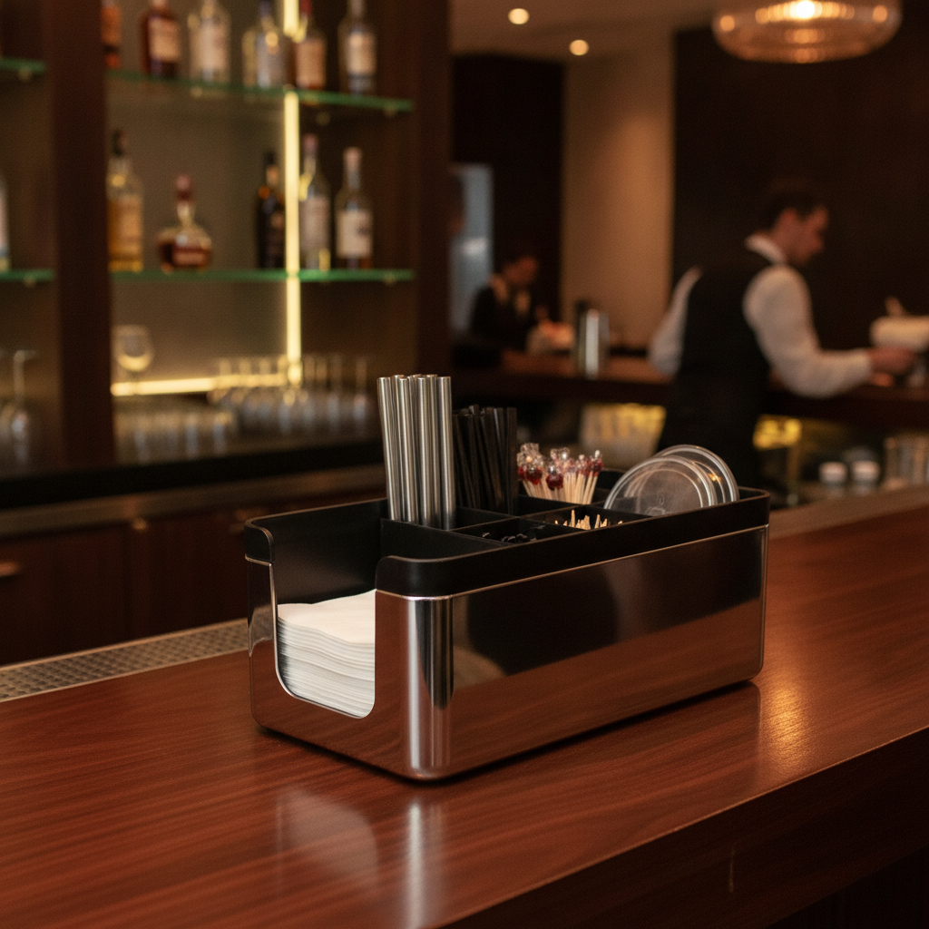ABS Bar Caddy 142x103mm with Multiple Slots for Organising Essentials for Bars & Cafés