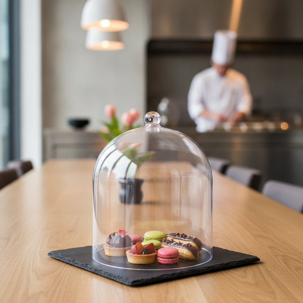 Clear Polycarbonate Dome Cover 300mm for Food Presentation
