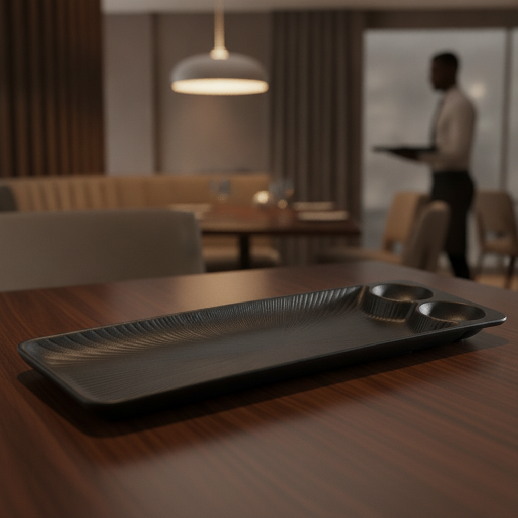 Melamine Black Serving Tray 410x150mm for Stylish Dining