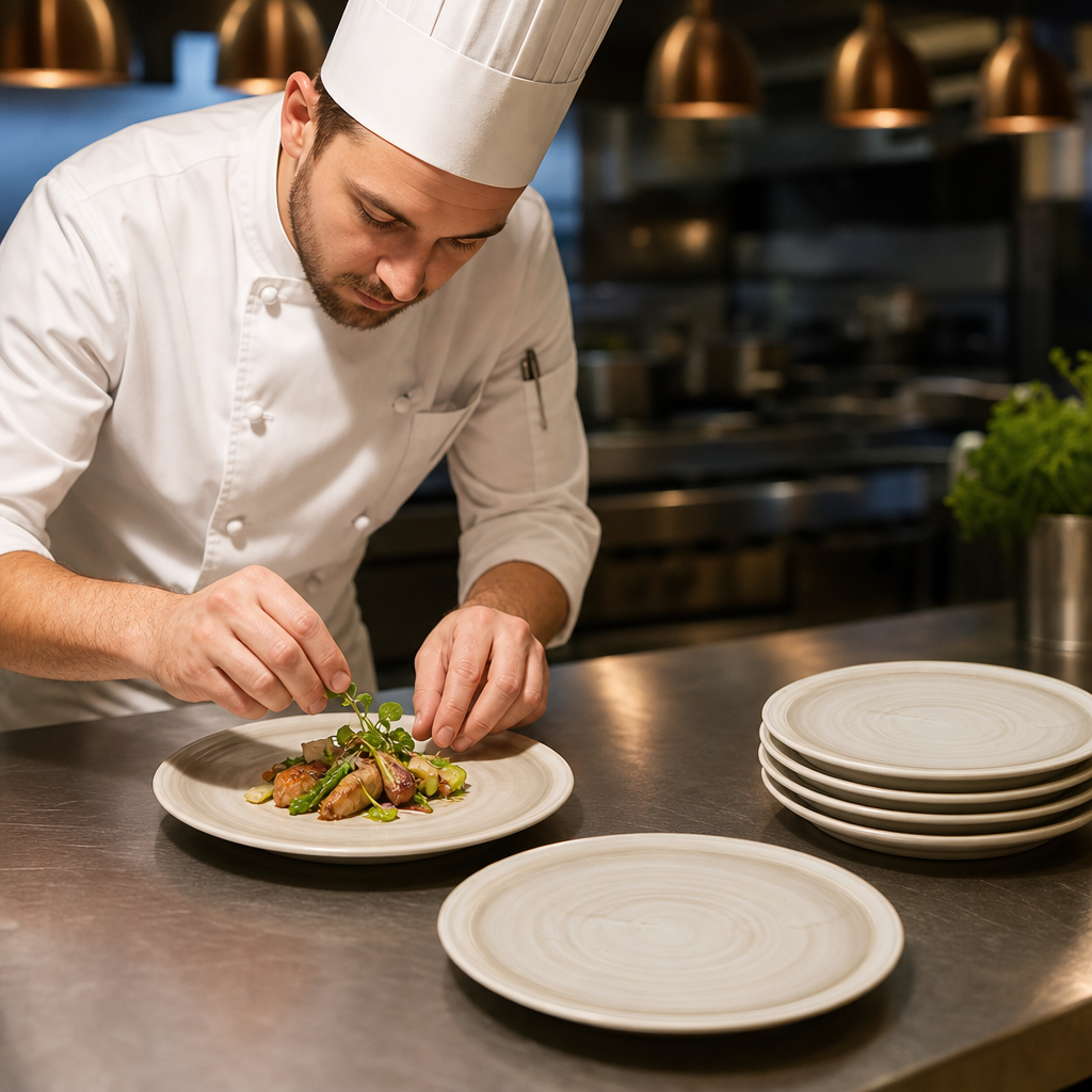 Walled Plates 160mm Natural Vitrified Ceramic for Professional Plating (Pack of 6)